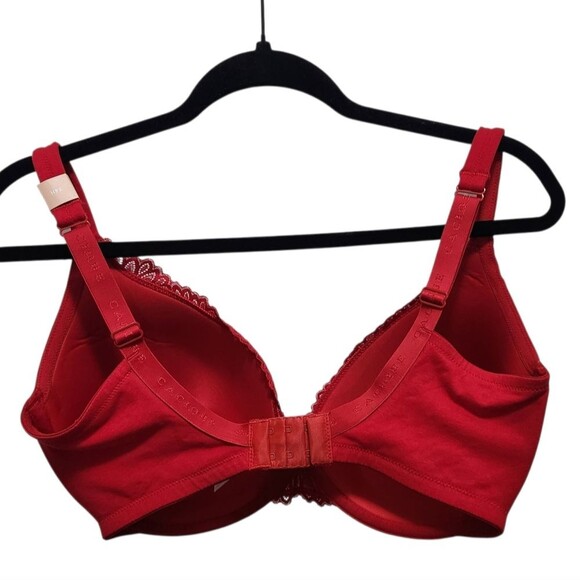 NEW Cacique Cotton Collection Boost Plunge Red Lace Bra Size 34H Sexy Glam - Picture 5 of 8